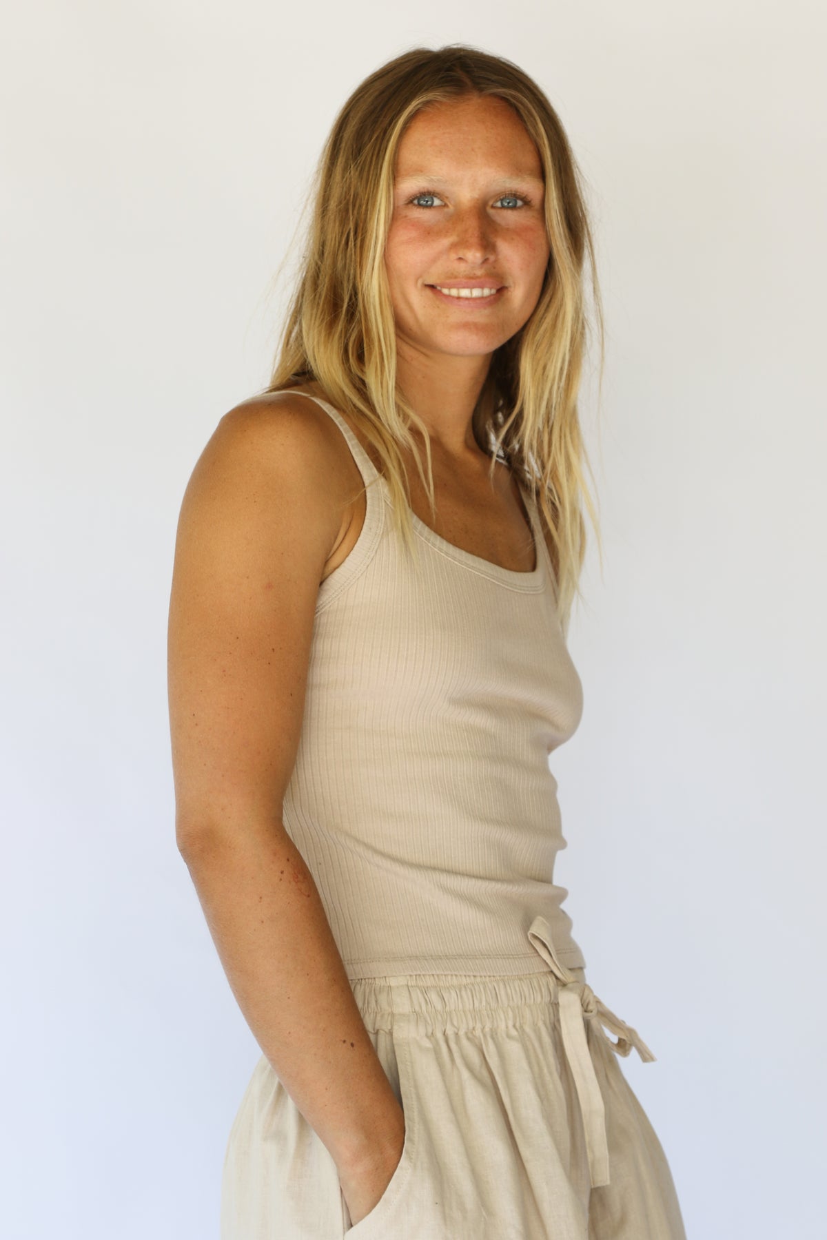 Flow Ribbed Tank in Sand by Hobo & Hatch, alternate view
