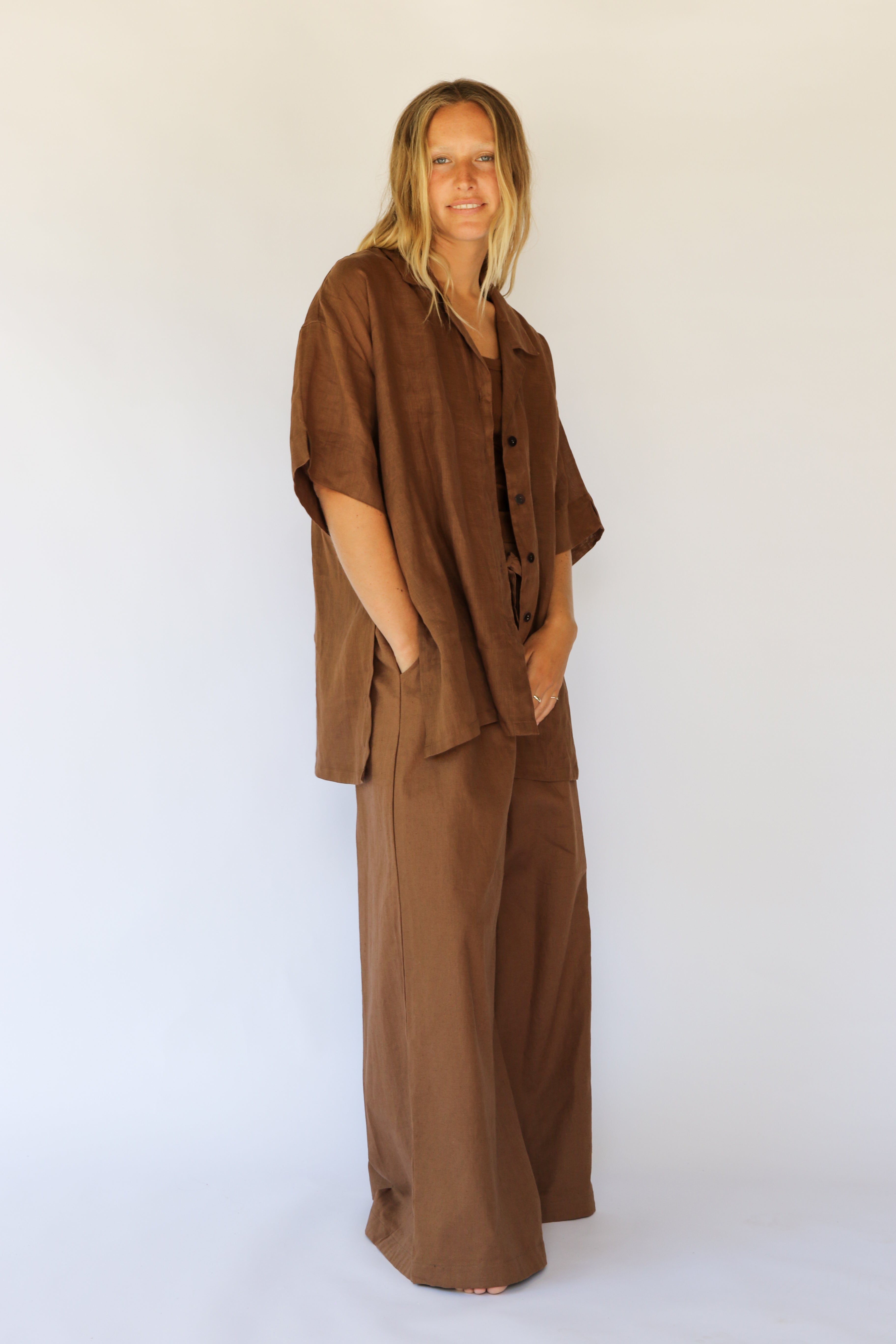 Flow Shirt in Cocoa by Hobo & Hatch, alternate view