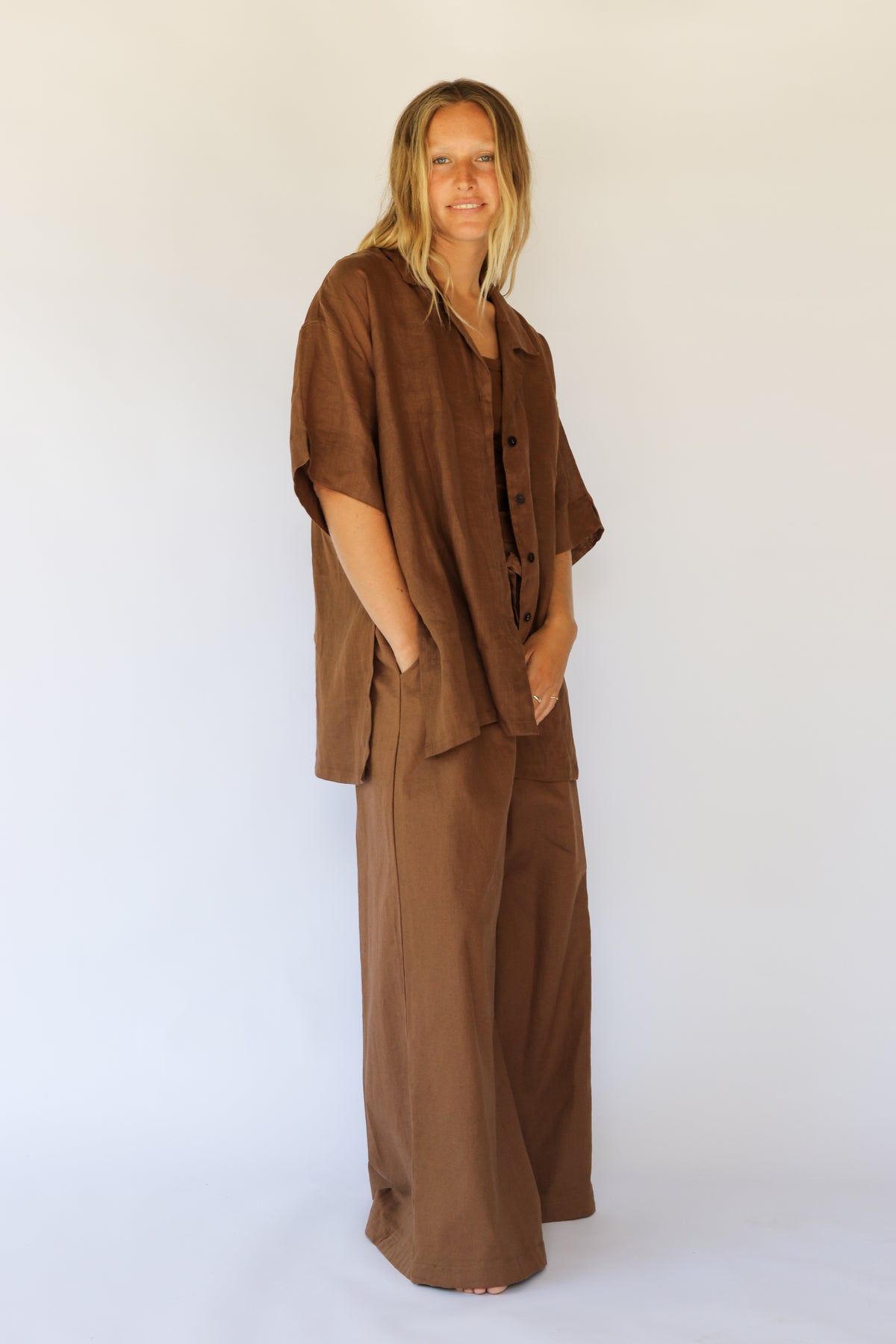 Flow Shirt in Cocoa by Hobo & Hatch, alternate view