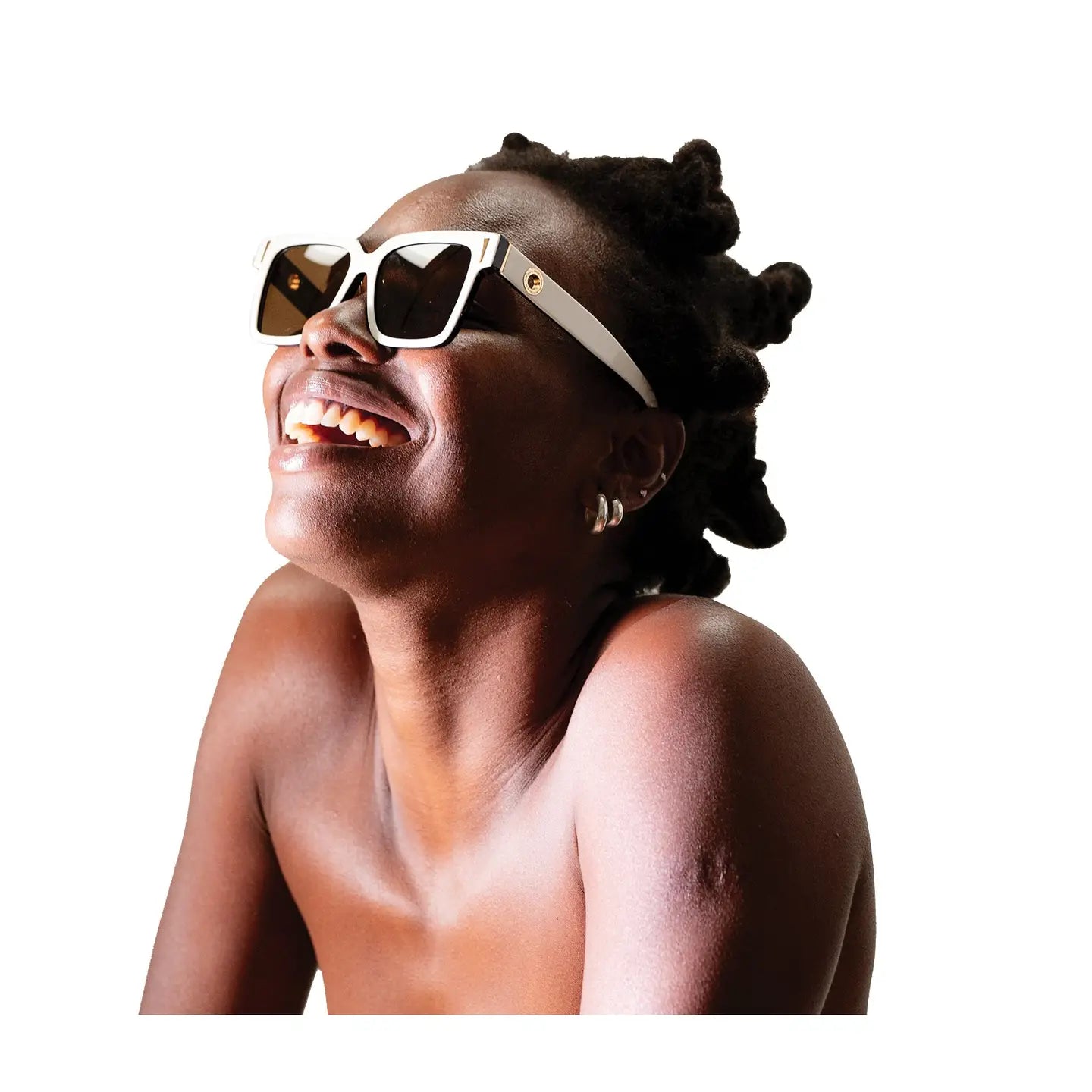 The Solar Flare sunglasses in White on Black by Fallen Broken Street, alternate view
