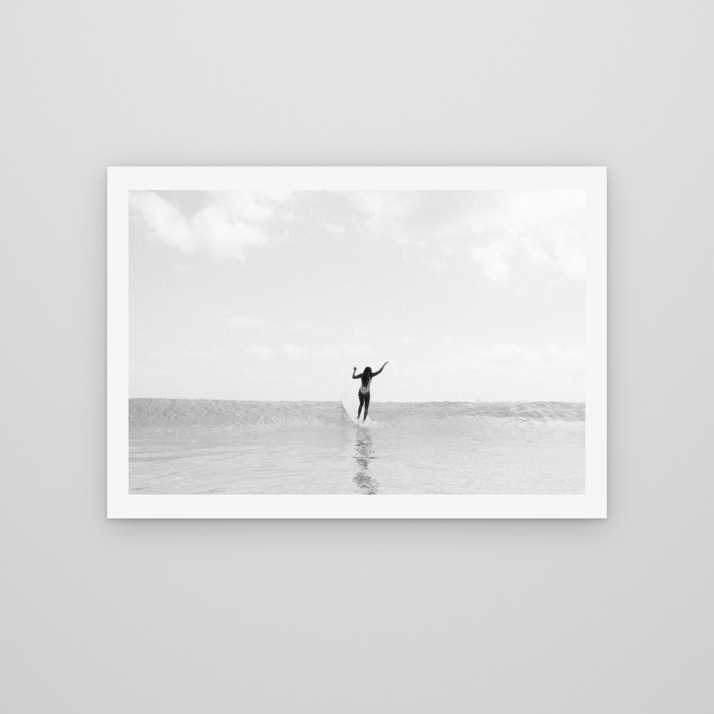 Longboard Glide – A5 black and white photographic print by Rae Marie