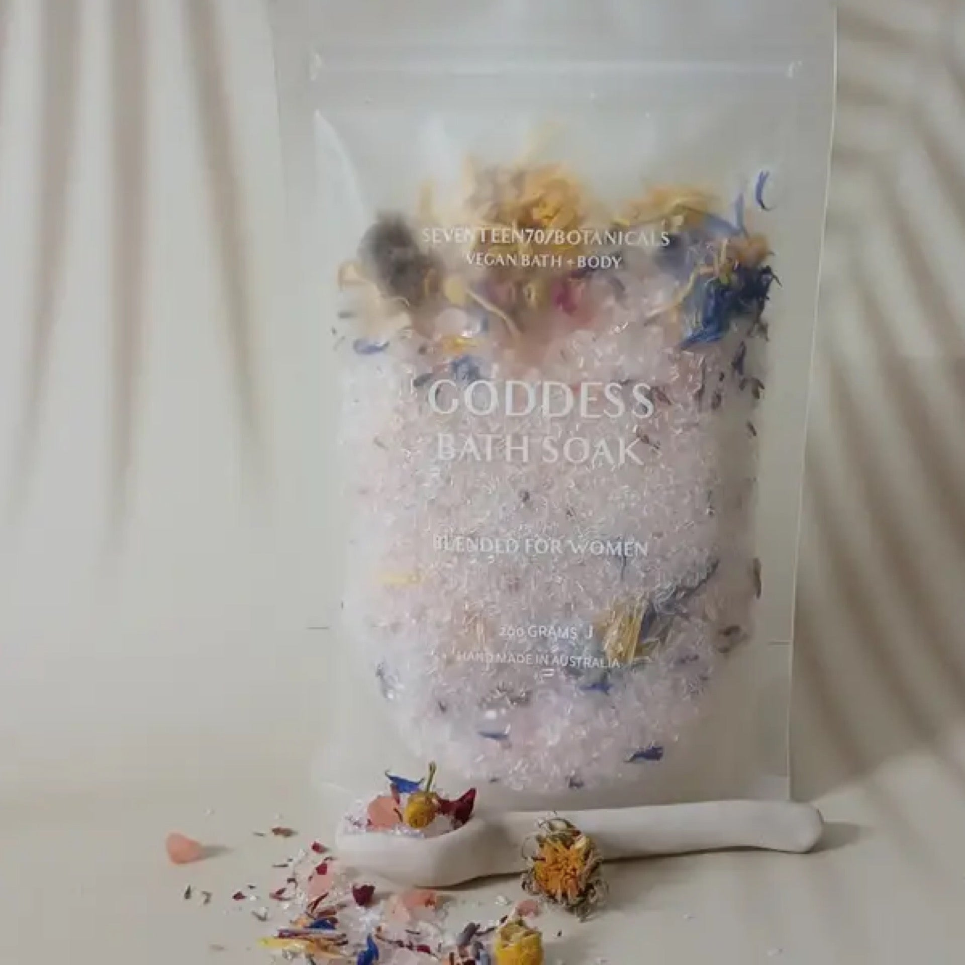 Goddess bath soak 200g pouch by Seventeen70 Botanicals