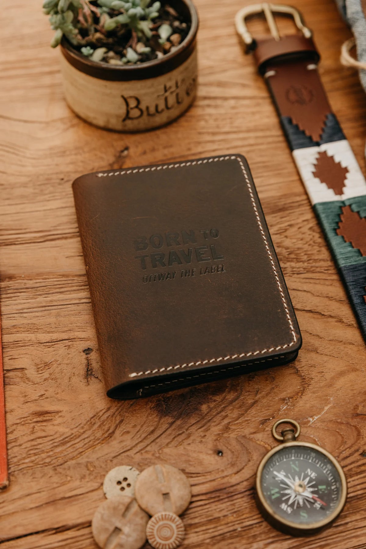 Leather passport holder by Ottway the Label